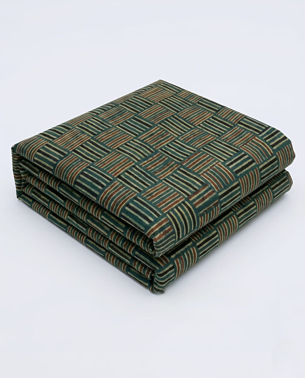 Olive Green with Multicolour Stripe Pattern Modal Silk Fabric AYLN0048