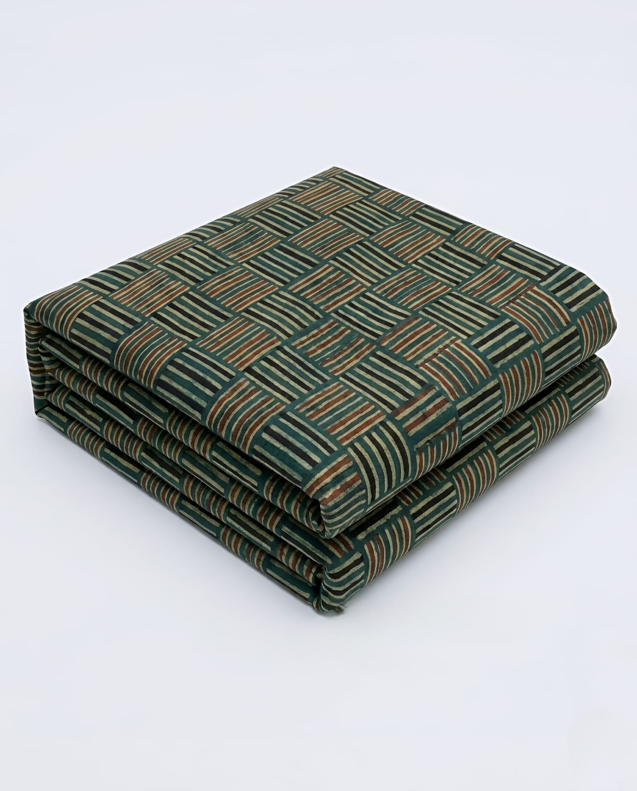 Olive Green with Multicolour Stripe Pattern Modal Silk Fabric AYLN0048