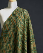 Olive Green with Multicolour Stripe Pattern Modal Silk Fabric AYLN0048