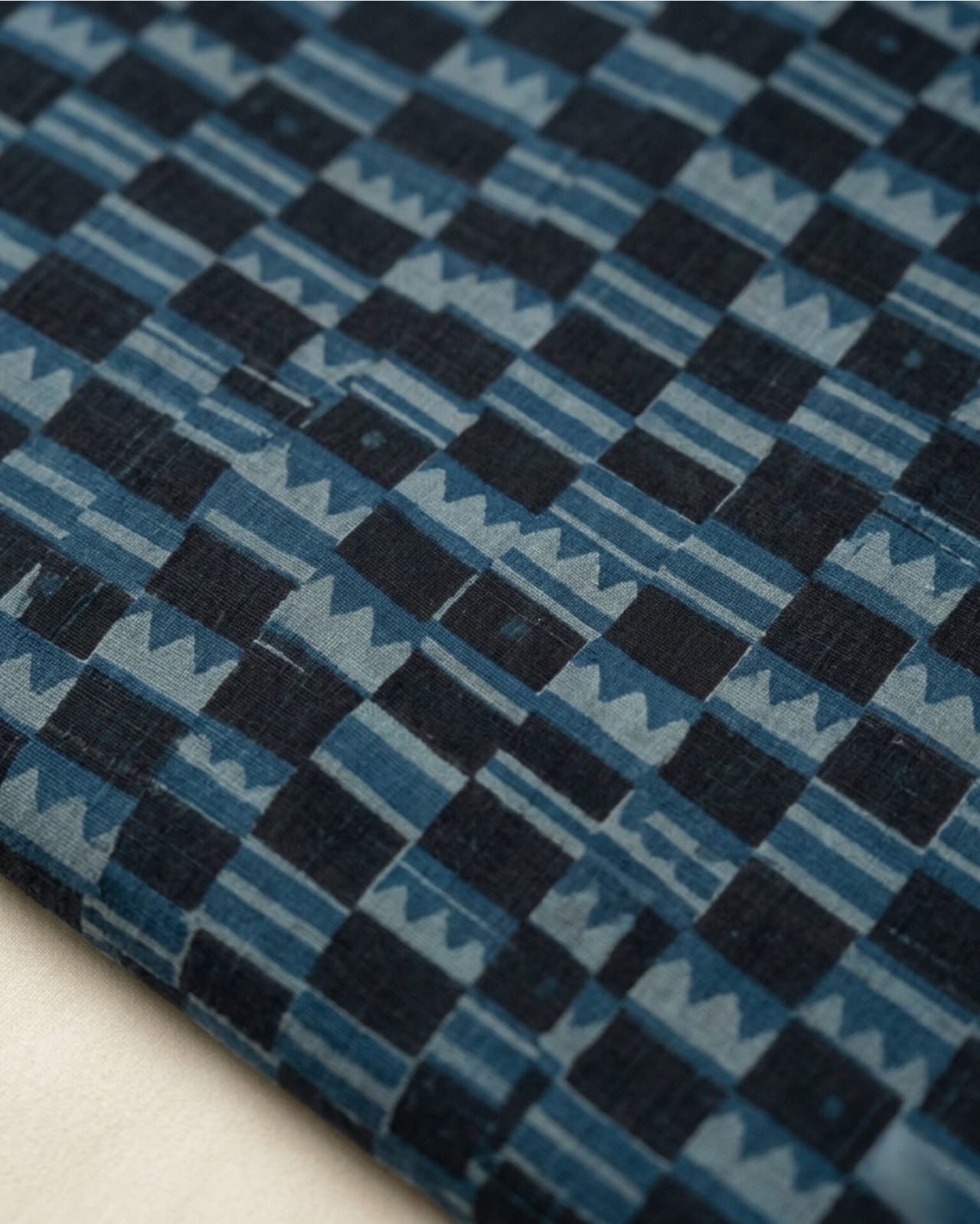 Deep Indigo Blue with Midnight Black Modal Silk  Fabric AYLN0049