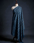 Deep Indigo Blue with Midnight Black Modal Silk  Fabric AYLN0049
