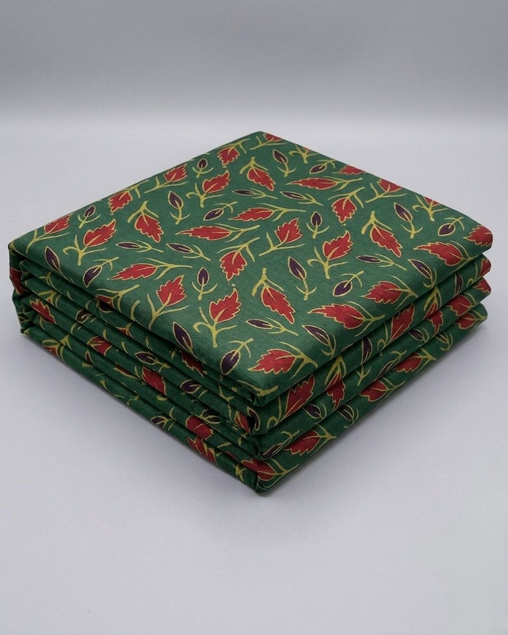 Rich Forest Green with Multicolour Accents Modal Silk  Fabric AYLN0050