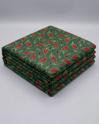 Rich Forest Green with Multicolour Accents Modal Silk  Fabric AYLN0050