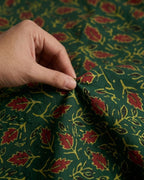 Rich Forest Green with Multicolour Accents Modal Silk  Fabric AYLN0050