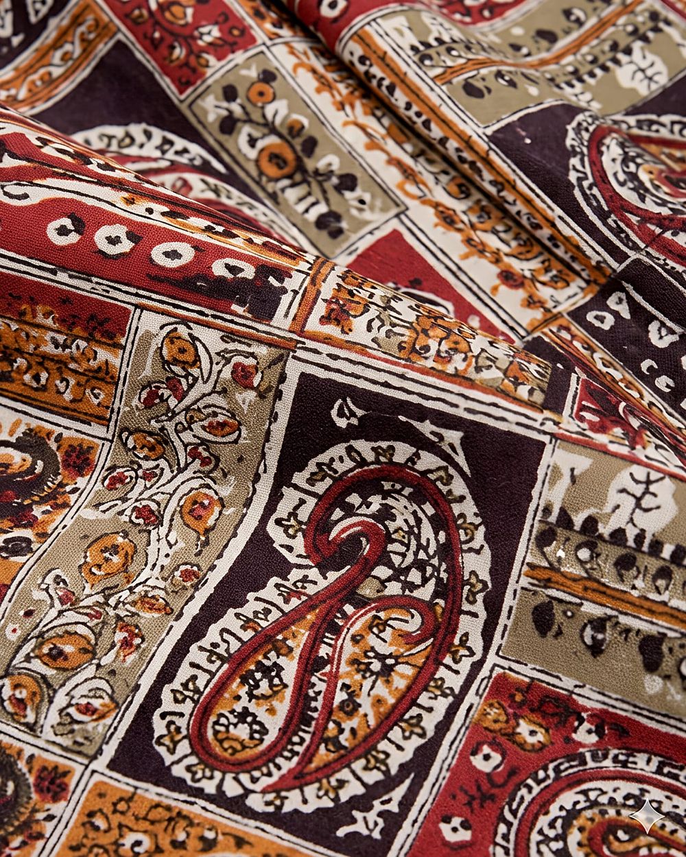 Premium Quality Cotton fabric with Paisley Block Print.