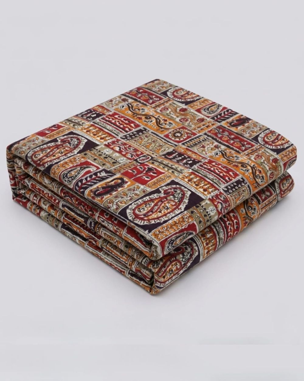 Premium Quality Cotton fabric with Paisley Block Print.