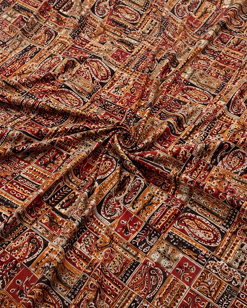 Premium Quality Cotton fabric with Paisley Block Print.