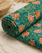 Premium Quality Cotton fabric with Flora;Block Print.