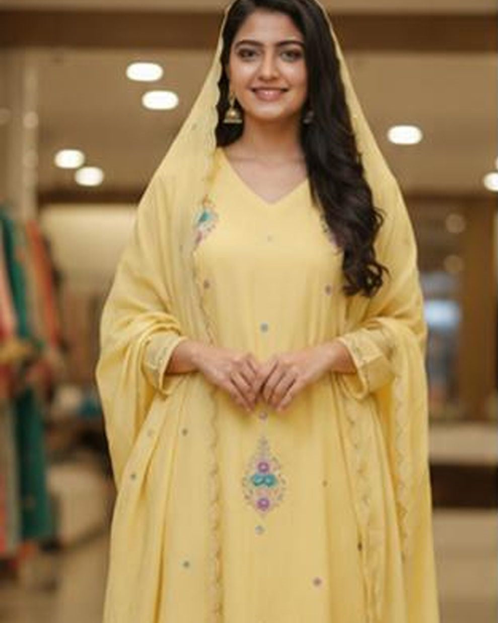 Baby yellow big motif hand embrodered 3 Piece set AYLN005