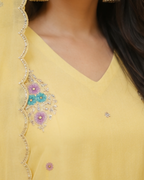 Baby yellow big motif hand embrodered 3 Piece set AYLN005