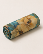 Teal Floral Linen Cotton Fabric