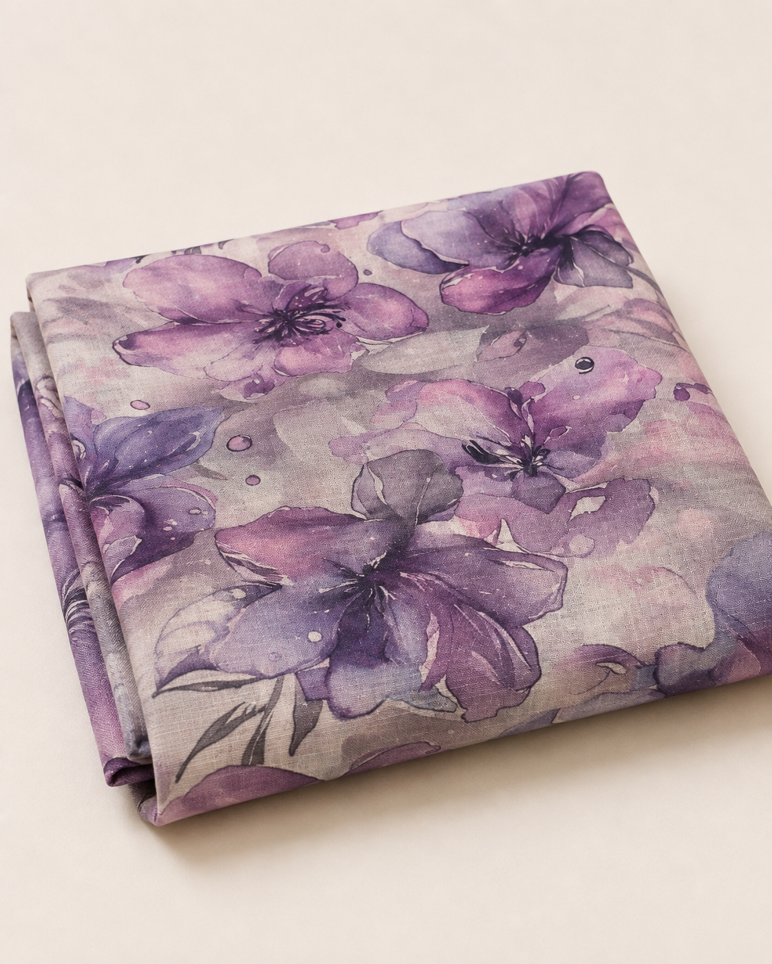 Soft Lavender Floral Linen Cotton Fabric