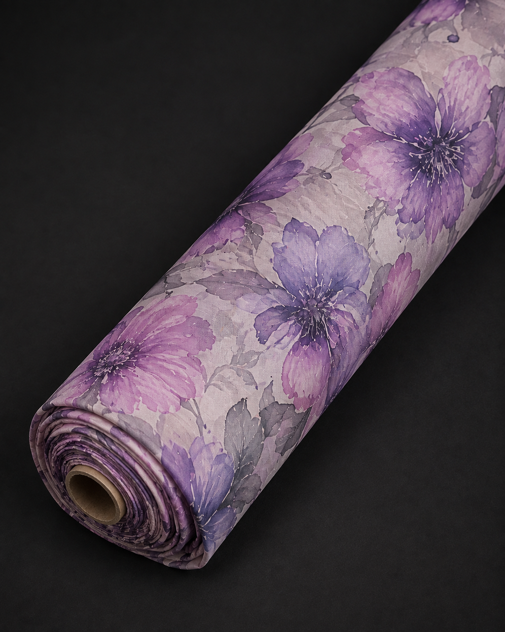 Soft Lavender Floral Linen Cotton Fabric