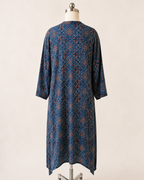 Modal Silk Printed Dress – Rich Navy Blue