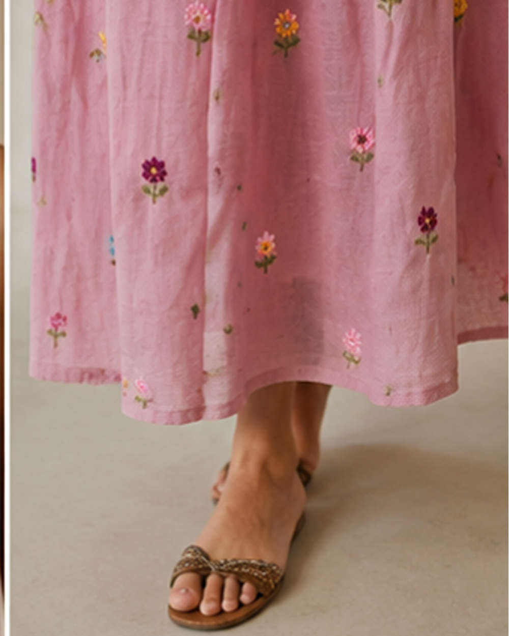 Blush Pink Sleeveless Pleated Kurta  AYLN008