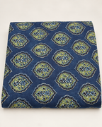 Indigo Blue & Olive Printed Fabric