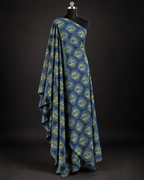 Indigo Blue & Olive Printed Fabric