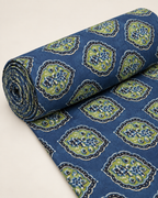 Indigo Blue & Olive Printed Fabric