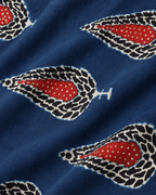 Indigo Blue Printed Fabric with Red & Ivory Motifs