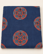 Navy Blue Ajrak Fabric with Rust Medallion Print