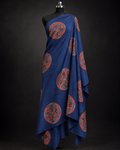Navy Blue Ajrak Fabric with Rust Medallion Print