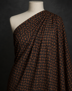 Black Fabric with Miniature Rust and Ochre Motifs