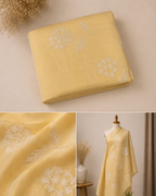 BabyYellow Mul Chanderi Embroidered Fabric
