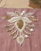 Mauve Mul Chanderi Embroidered Fabric