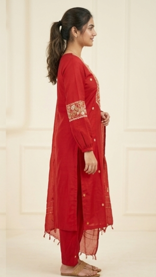 Crimson Red Embroidered Kurta Set with Dupatta

 AYLN0011