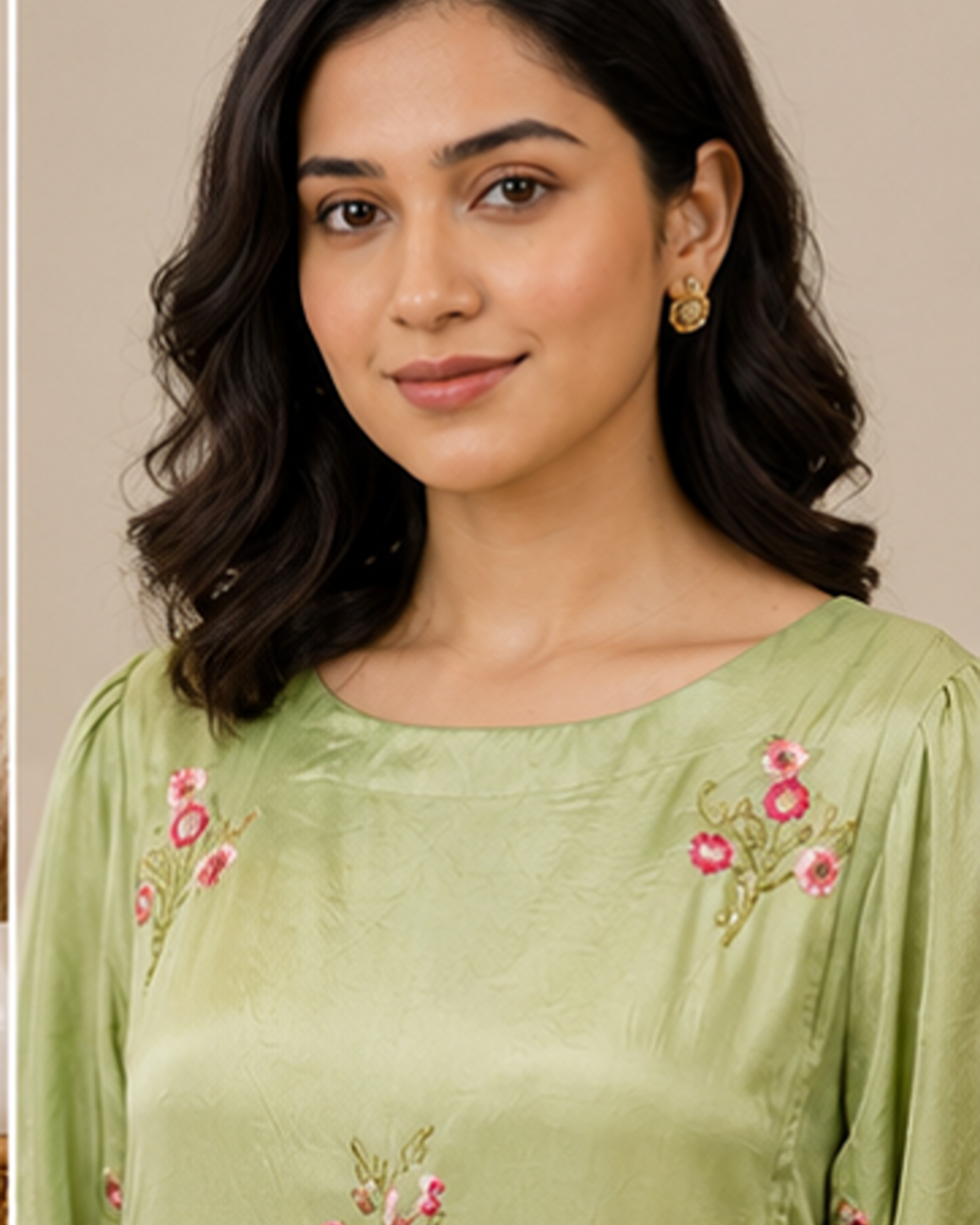 Green Glass organza Top AYLN0016