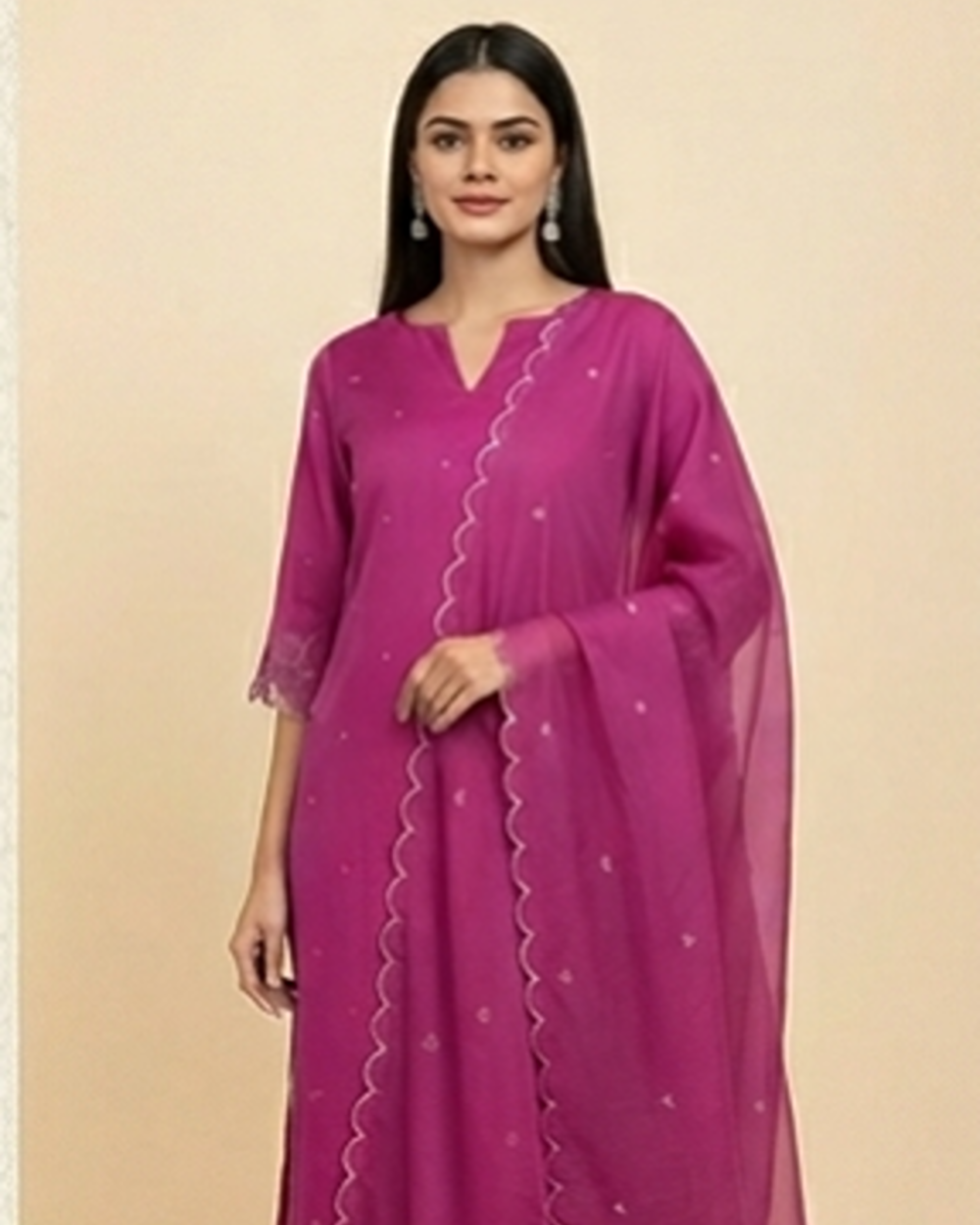 Majanta organza Cutworked 3 piece set AYLN0019