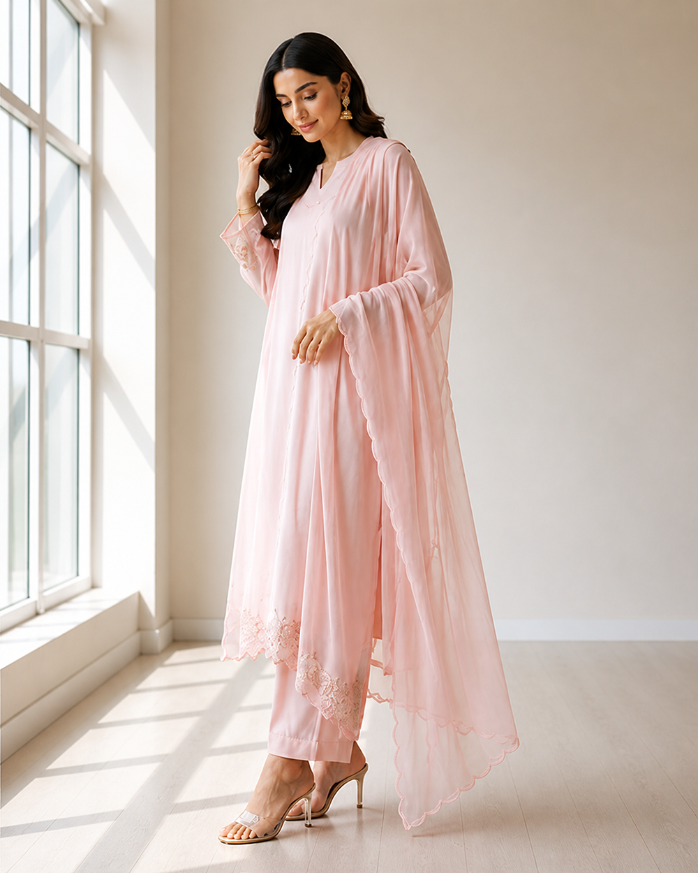 Blush pink 3 Piece Salwar Suit  AYLN001