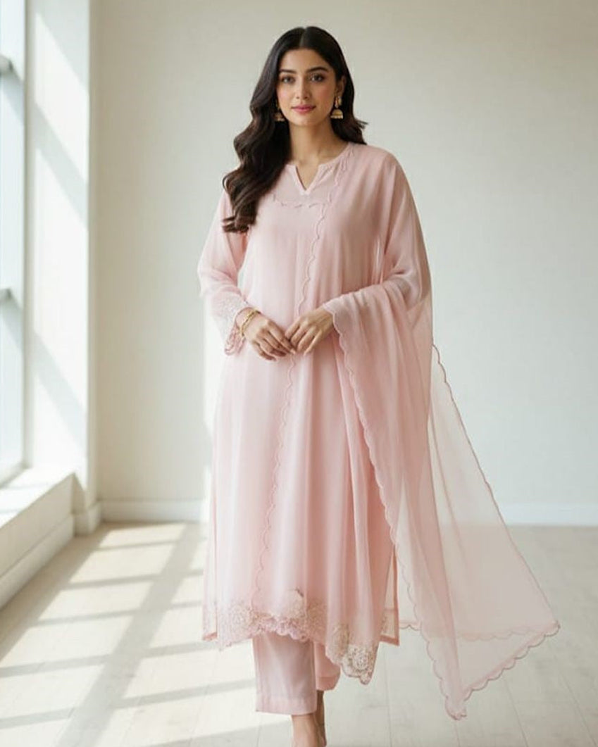 Blush pink 3 Piece Salwar Suit  AYLN001