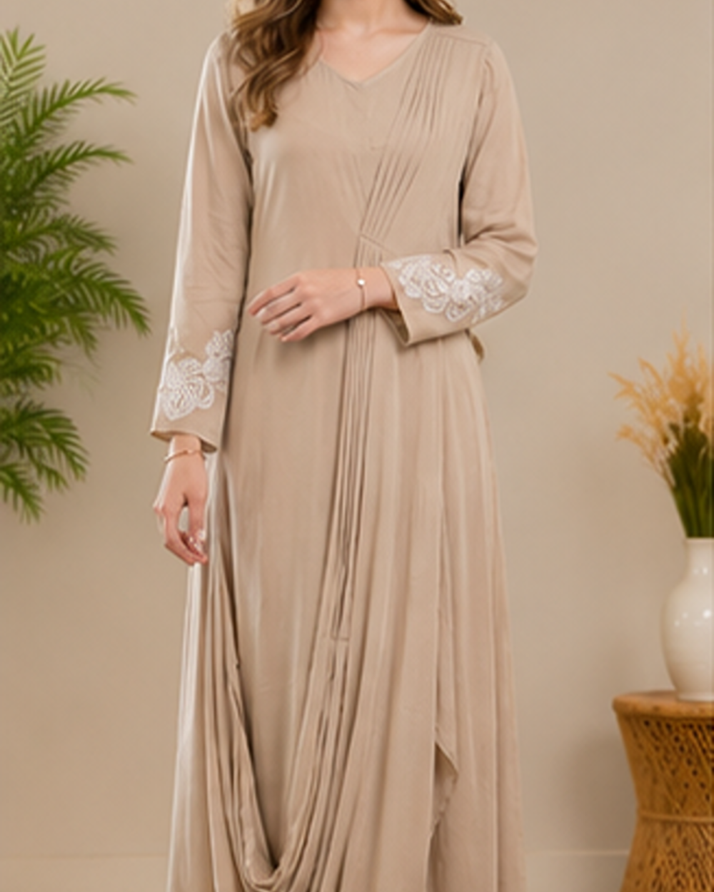 Modal Cowl gown with Applique AYLN0020