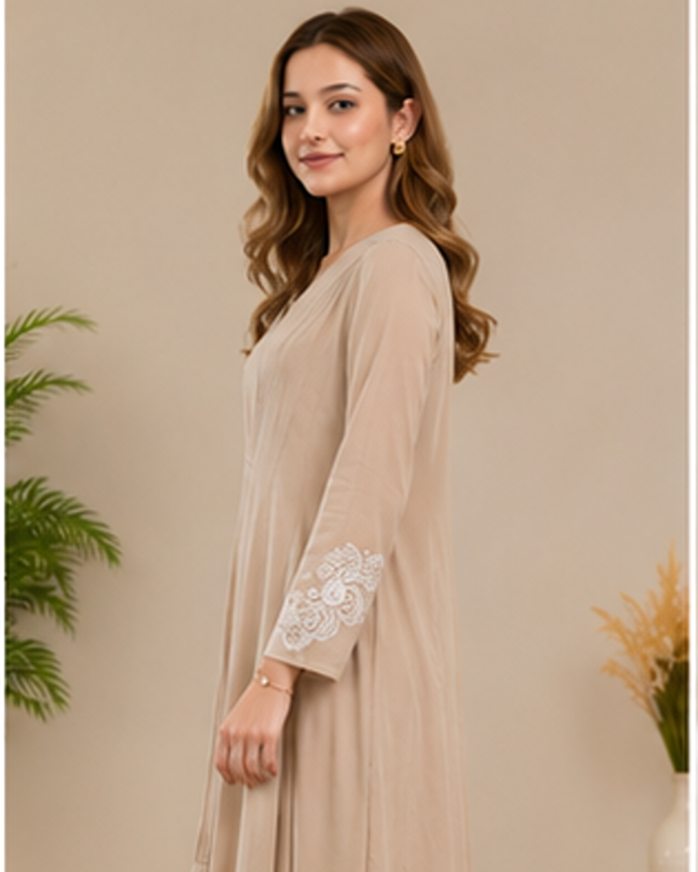 Modal Cowl gown with Applique AYLN0020