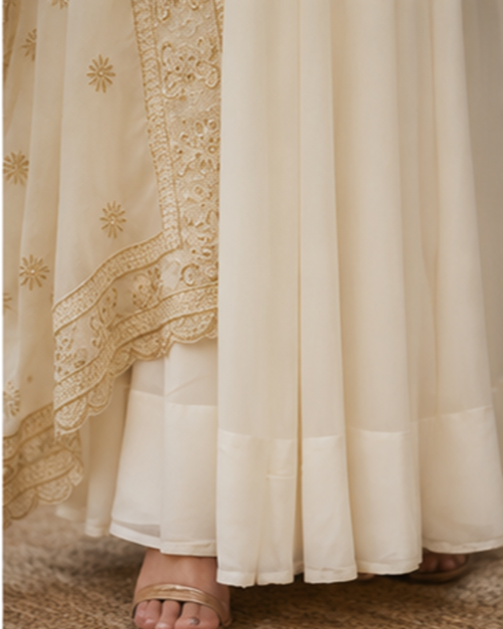 Off white Panalled 2 piece Gown Set AYLN0022