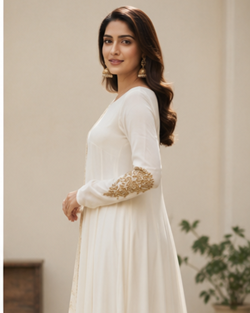 Off white Panalled 2 piece Gown Set AYLN0022