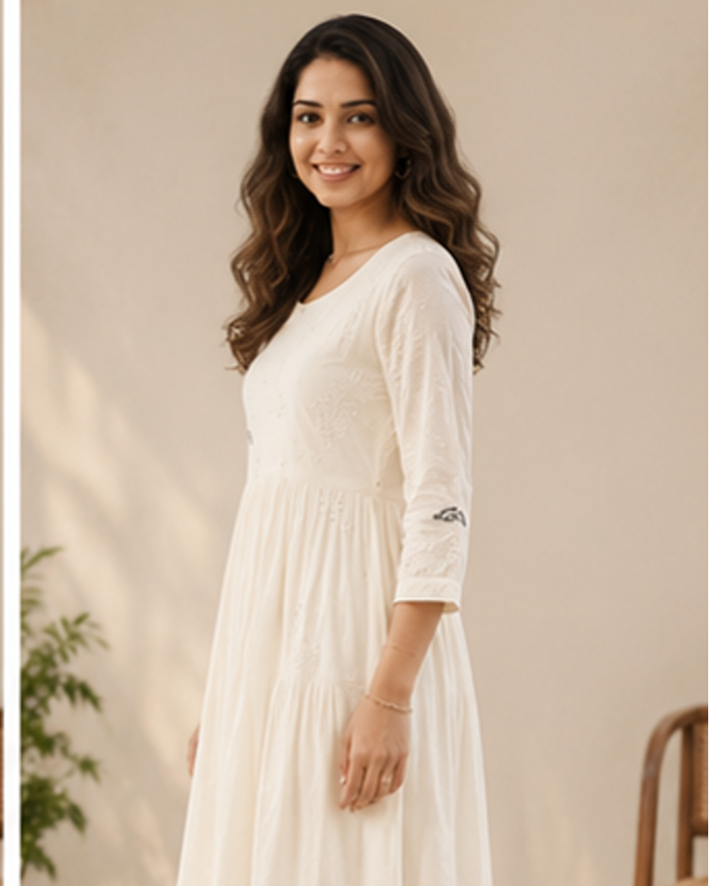 Off white Embroidered Dress AYLN0023
