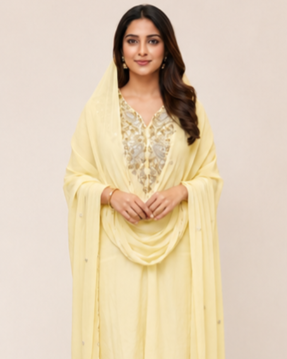 Baby yellow Yoke heavy hand work 3 Piece set AYLN006