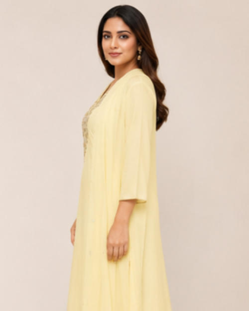 Baby yellow Yoke heavy hand work 3 Piece set AYLN006