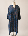 Modal Silk Printed Dress – Rich Navy Blue
