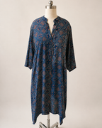 Modal Silk Printed Dress – Rich Navy Blue