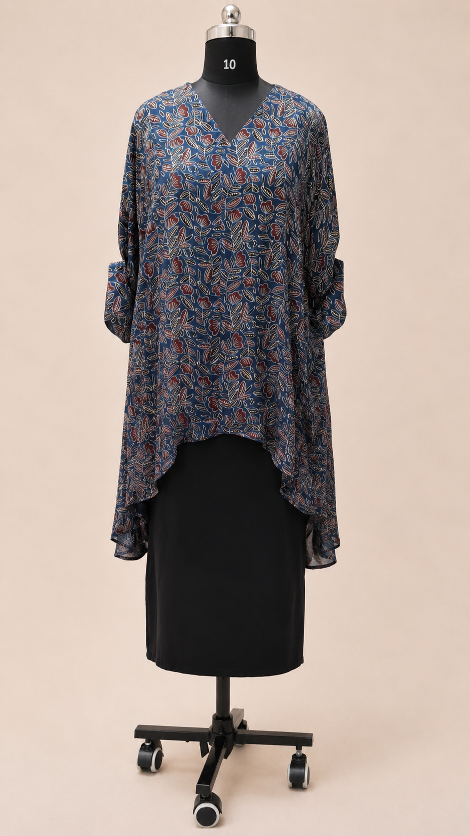 Modal Silk Shirt Kaftan –Deep Navy