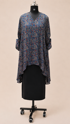 Modal Silk Shirt Kaftan –Deep Navy