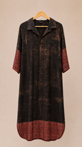Mashru Silk Shirt Black Dress – Red Rust Border