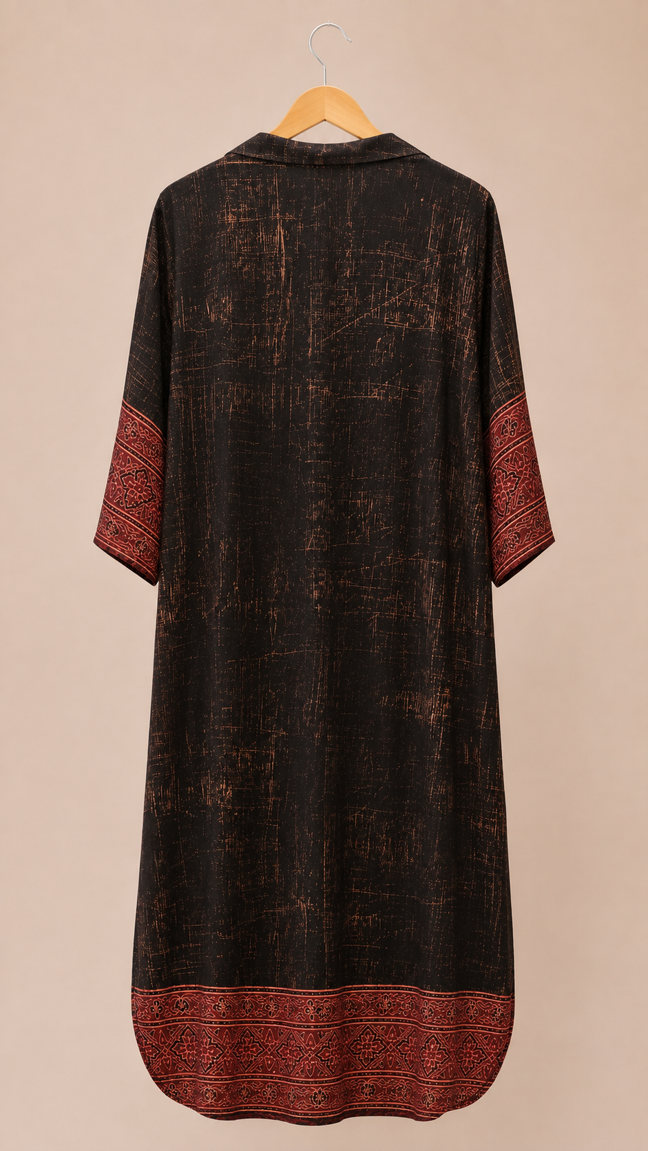 Mashru Silk Shirt Black Dress – Red Rust Border