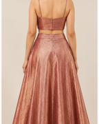 Metallic Maroon 2 pic Skirt and crop top AYLN009