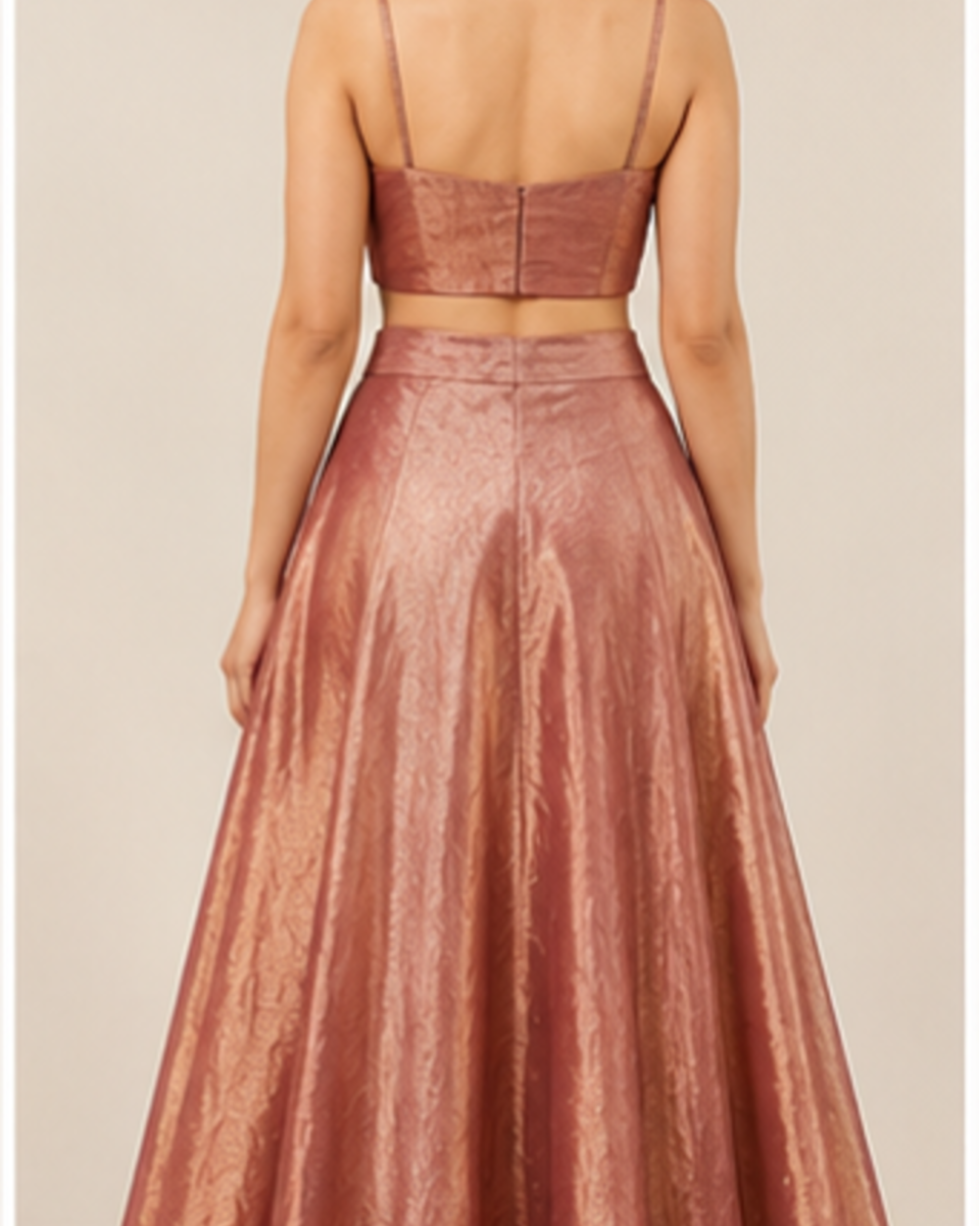 Metallic Maroon 2 pic Skirt and crop top AYLN009