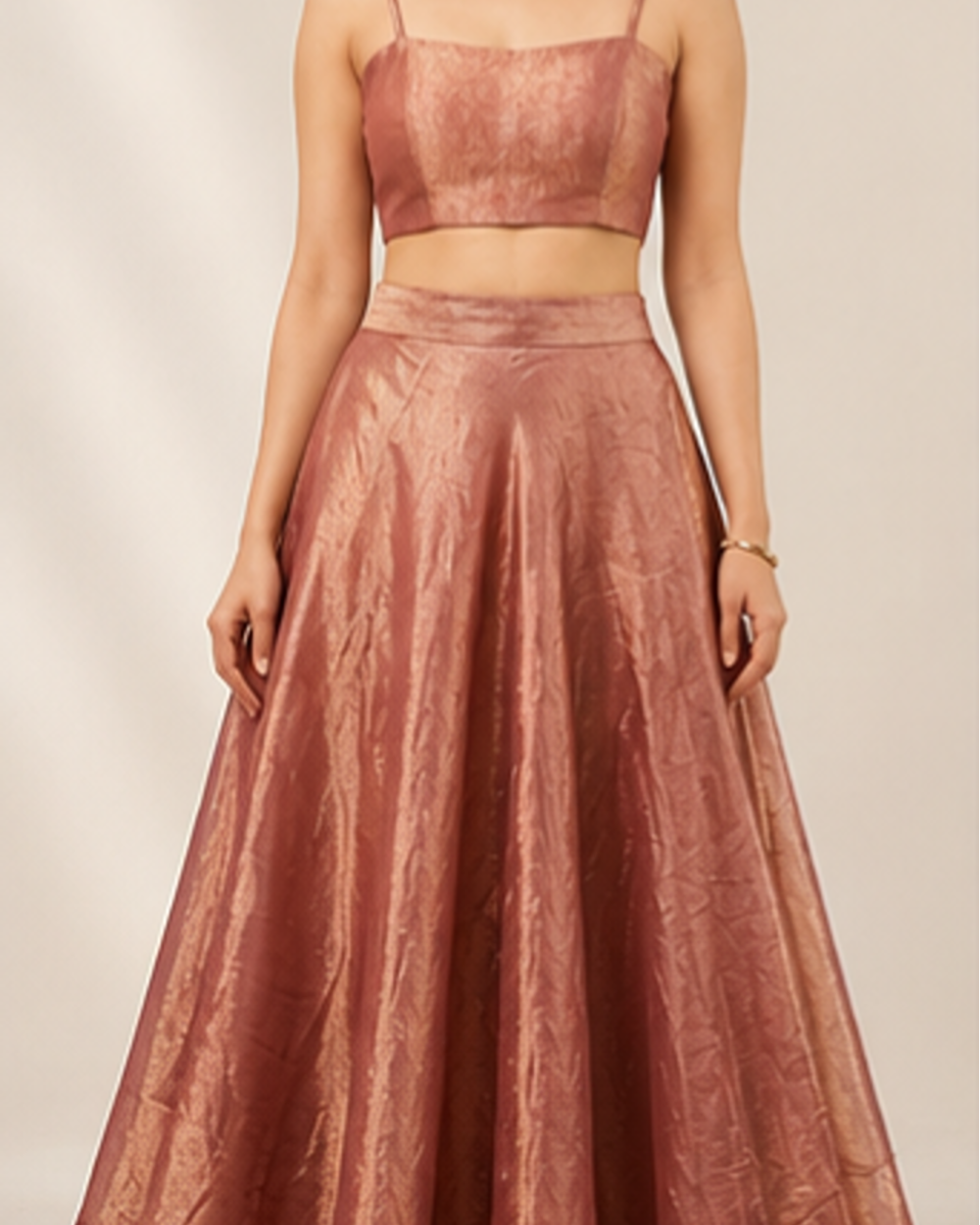 Metallic Maroon 2 pic Skirt and crop top AYLN009