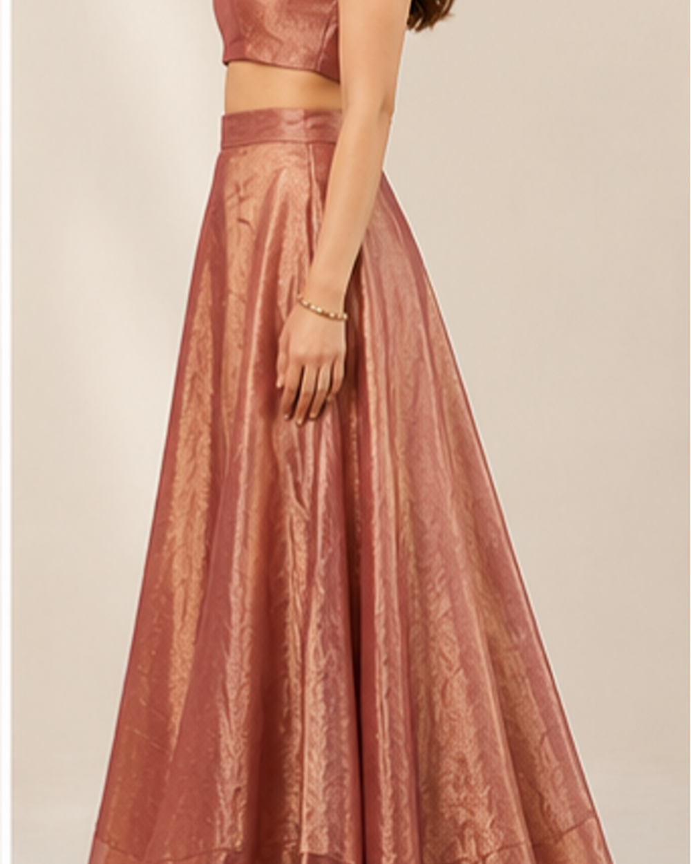 Metallic Maroon 2 pic Skirt and crop top AYLN009